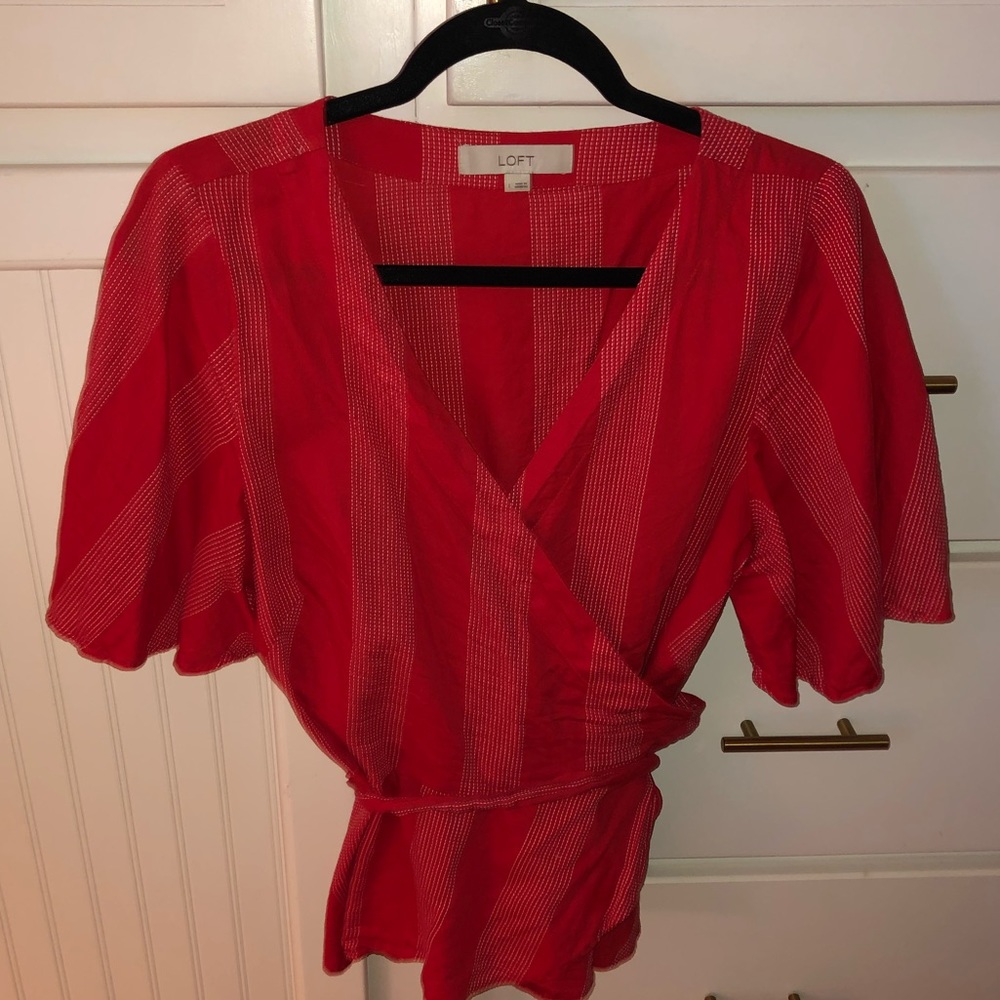 The Loft Wrap V Neck Peplum Top